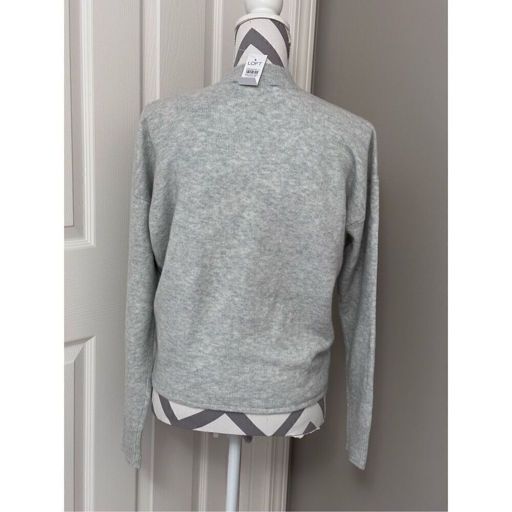 LOFT light gray tie front sweater - Picture 4 of 11